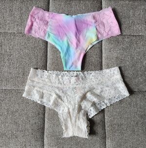 Victoria's Secret | Set Of 2 White Lacie Cheeky Panty S & PINK | No-Show Panty S